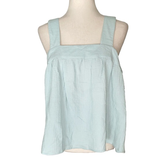 NWT Joie Seafoam Mint Green Gauze Button Open Back Cropped Tank Top - M - Picture 2 of 14